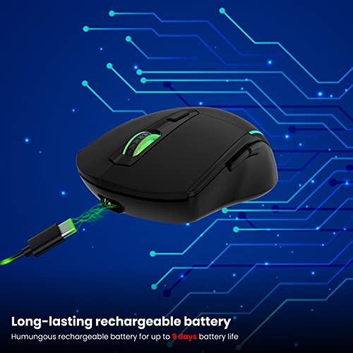 Portronics Toad One Bluetooth Mouse with 2.4 GHz & BT 5.3 Dual Wireless, 6 Buttons, Rechargeable, RGB Lights, Connect 3 Devices, Ergonomic Design for Laptop, Smartphone, Tablet (Black) - Triveni World