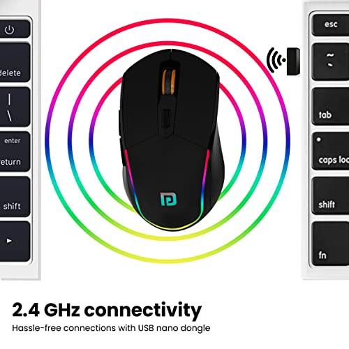 Portronics Toad One Bluetooth Mouse with 2.4 GHz & BT 5.3 Dual Wireless, 6 Buttons, Rechargeable, RGB Lights, Connect 3 Devices, Ergonomic Design for Laptop, Smartphone, Tablet (Black) - Triveni World