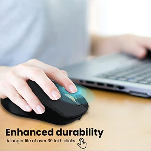 Portronics Toad One Bluetooth Mouse with 2.4 GHz & BT 5.3 Dual Wireless, 6 Buttons, Rechargeable, RGB Lights, Connect 3 Devices, Ergonomic Design for Laptop, Smartphone, Tablet (Black) - Triveni World