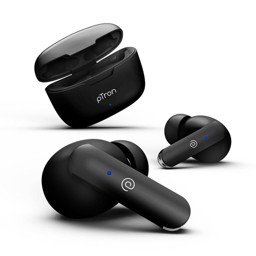 pTron Bassbuds Duo in-Ear Bluetooth 5.1 Wireless Headphones, Stereo Audio, Touch Control TWS Earbuds with HD Mic, Type-C Fast Charging, IPX4 Water Resistant & Voice Assistance - Triveni World