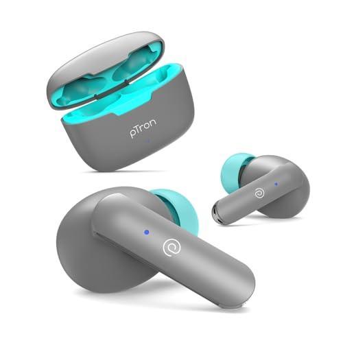 pTron Bassbuds Duo in-Ear Wireless Earbuds, Immersive Sound, 32Hrs Playtime, Clear Calls TWS Earbuds, Bluetooth V5.1 Headphones, Type-C Fast Charging, Voice Assistant & Ipx4 Water Resistant (Grey) - Triveni World