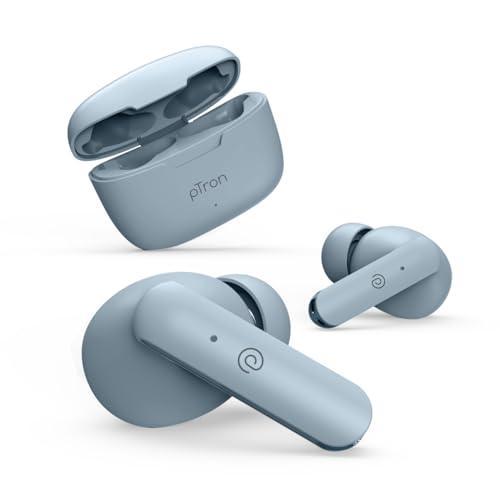 pTron Bassbuds Duo in-Ear Wireless Earbuds, Immersive Sound, 32Hrs Playtime, Clear Calls TWS Earbuds, Bluetooth V5.1 Headphone,Type-C Fast Charging, Voice Assist & IPX4 Water Resistant (Powder Blue) - Triveni World