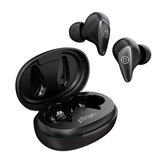 PTron Bassbuds Wave ENC Bluetooth 5.3 Wireless Headphones, 40Hrs Total Playtime, Movie Mode & Deep Bass, Low Latency in-Ear TWS Earbuds, Stereo Calls, Smooth Touch Control & Type-C Charging (Black) - Triveni World