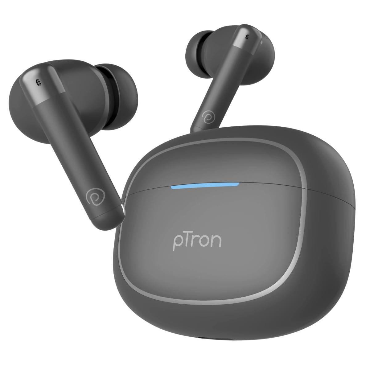 pTron Newly Launched Bassbuds Duo Pro TWS Earbuds, TruTalk AI-ENC Calls, 38H Playback time, Deep Bass, Movie/Music Modes, In-Ear Bluetooth 5.3 Headphones with HD Mic, Fast Type-C Charging & IPX5(Grey) - Triveni World