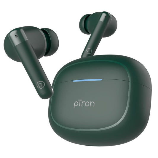 pTron Newly Launched Bassbuds Duo Pro TWS Earbuds, TruTalk AI-ENC Calls, 38H Playback Time, Deep Bass, Movie/Music Modes, In-Ear Bluetooth 5.3 Headphones with HD Mic,Fast Type-C Charging & IPX5(Green) - Triveni World