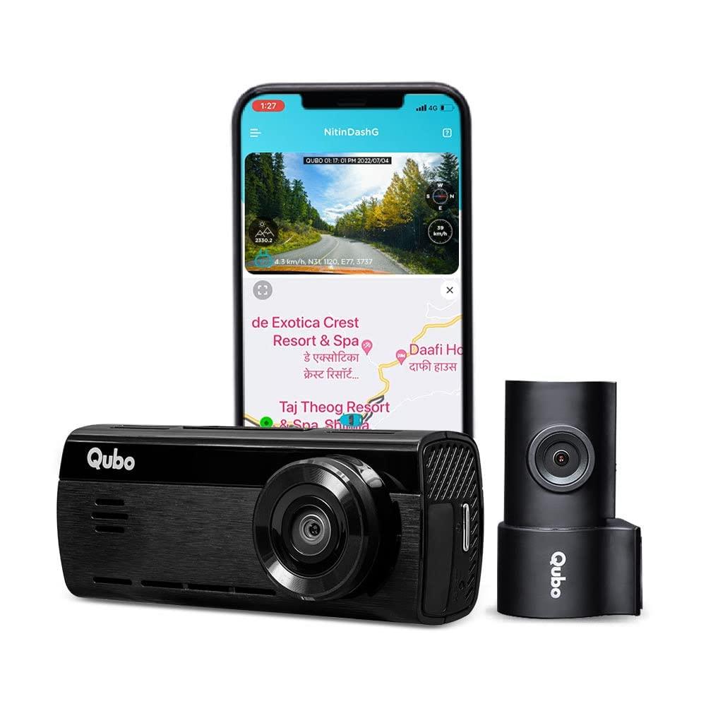 Qubo Car Dash Camera True 4K 2160P UHD Dual Channel from Hero Group, SONY STARVIS IMX415 Sensor, Made in India, ADAS, Rear 1080P, GPS Log, 2.8" Display, 140° Wide Angle, Supports Up to 1TB SD Card - Triveni World