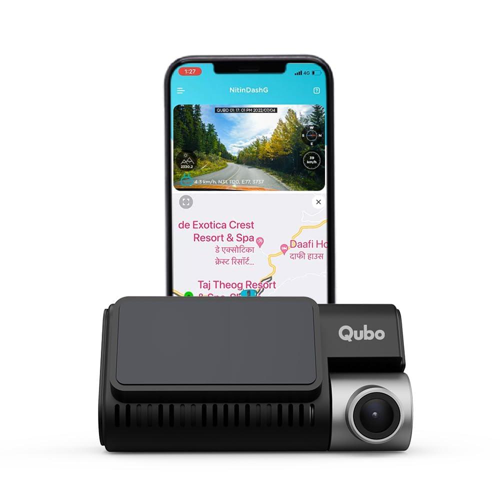 Qubo Car DashCam Pro 3K from Hero Group, 5MP 3K QHD Resolution, Sony IMX335 Sensor, 140° View, 3.2" LCD Display, GPS Logger, WiFi, Emergency Recording, Made in India, Supports Up to 1 TB SD Card - Triveni World