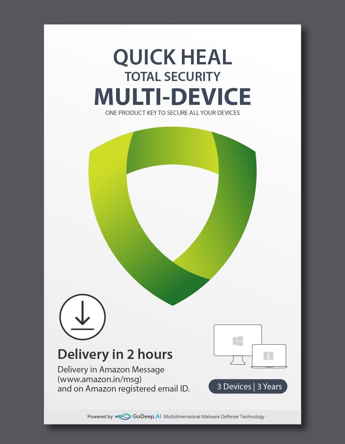 Quick Heal Total Security Multi Device 3 Year 3 Devices (SINGLE KEY) (Email Delivery in 1 Hour - No CD) - Triveni World