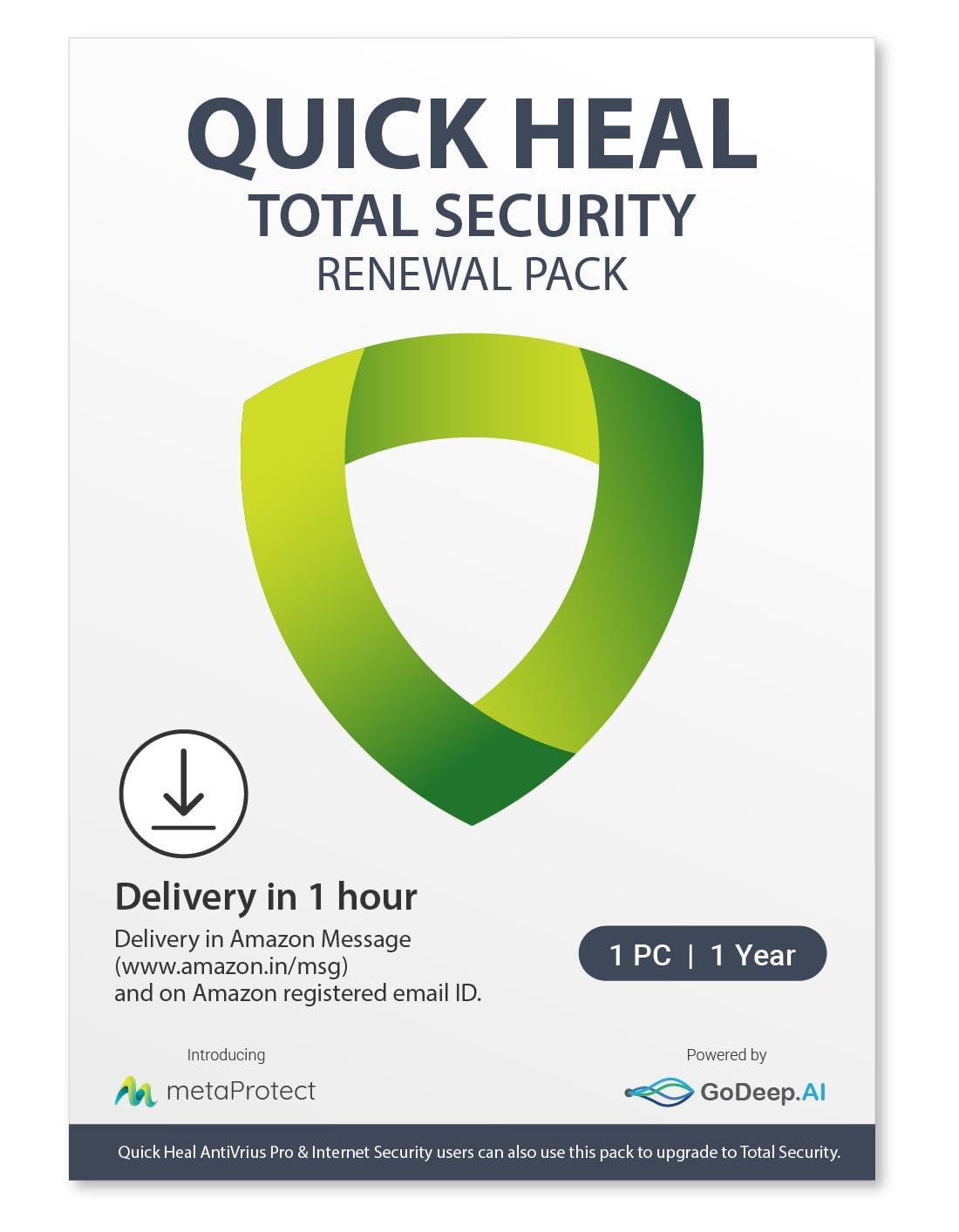 Quick Heal Total Security Renewal Upgrade Silver Pack - 1 User, 1 Year (Email Delivery In 1 Hour- No Cd) Existing Single User Subscription Needed - Triveni World