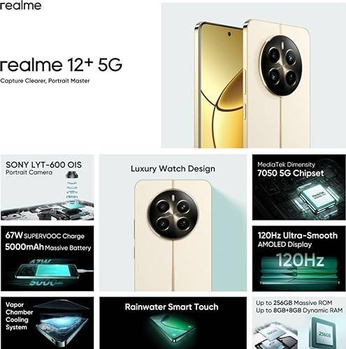 realme 12+ 5G (Navigator Beige, 8GB RAM, 256GB Storage) - Triveni World