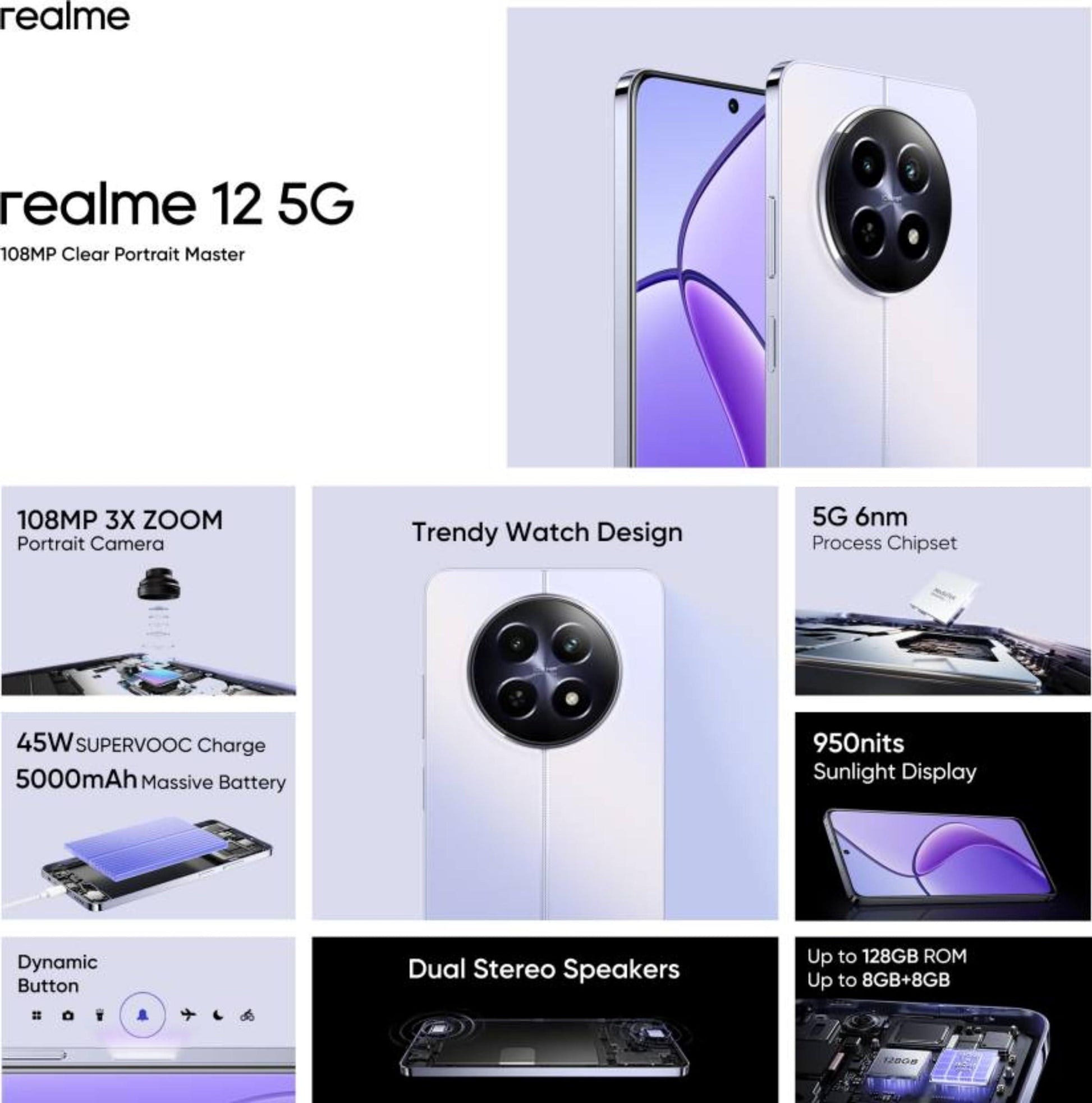 realme 12 5G (Twilight Purple, 6GBG RAM, 128GB Storage) - Triveni World