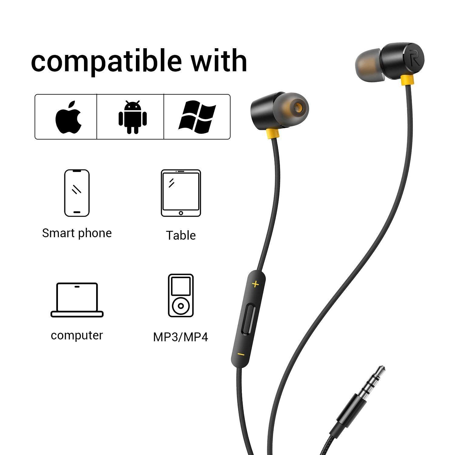 realme Buds 2 Wired in Ear Earphones with Mic (Black) - Triveni World