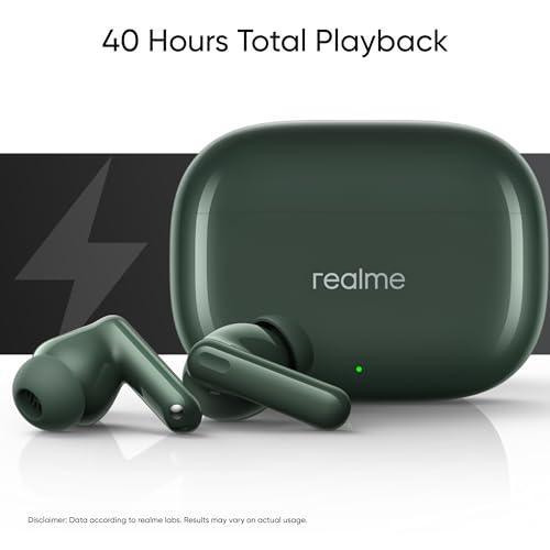 realme Buds T300 Truly Wireless in-Ear Earbuds with 30dB ANC, 360° Spatial Audio Effect, 12.4mm Dynamic Bass Boost Driver with Dolby Atmos Support, Upto 40Hrs Battery and Fast Charging (Dome Green) - Triveni World