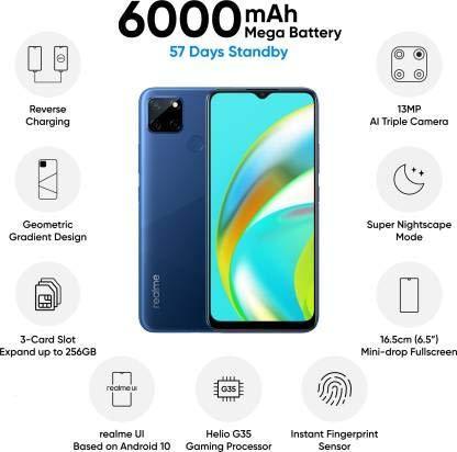 Realme C12 (Power Blue, 3GB RAM, 32GB Storage) Without Offer - Triveni World