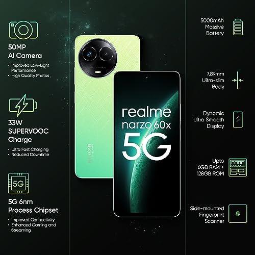 realme narzo 60X 5G (Stellar Green, 4GB, 128GB Storage) Up to 2TB External Memory | 50 MP AI Primary Camera | Segments only 33W Supervooc Charge - Triveni World