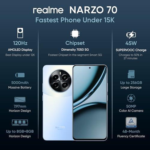 realme NARZO 70 5G (Ice Blue,8GB RAM, 128GB Storage | Dimensity 7050 5G Chipset | 120Hz AMOLED Display | 50MP Primary Camera | 45W Charger in The Box - Triveni World