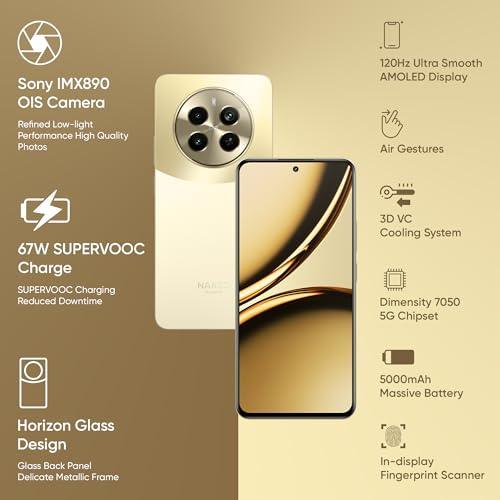 realme NARZO 70 Pro 5G (Glass Gold, 8GB RAM,128GB Storage) Dimensity 7050 5G Chipset | Horizon Glass Design | Segment 1st Flagship Sony IMX890 OIS Camera - Triveni World