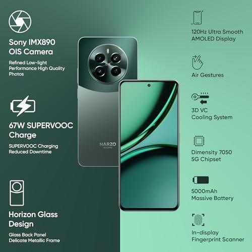 realme NARZO 70 Pro 5G (Glass Green, 8GB RAM,256GB Storage) Dimensity 7050 5G Chipset | Horizon Glass Design | Segment 1st Flagship Sony IMX890 OIS Camera - Triveni World