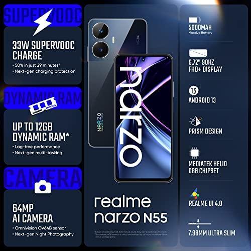 realme narzo N55 (Prime Black, 4GB+64GB) 33W Segment Fastest Charging | Super High-res 64MP Primary AI Camera - Triveni World