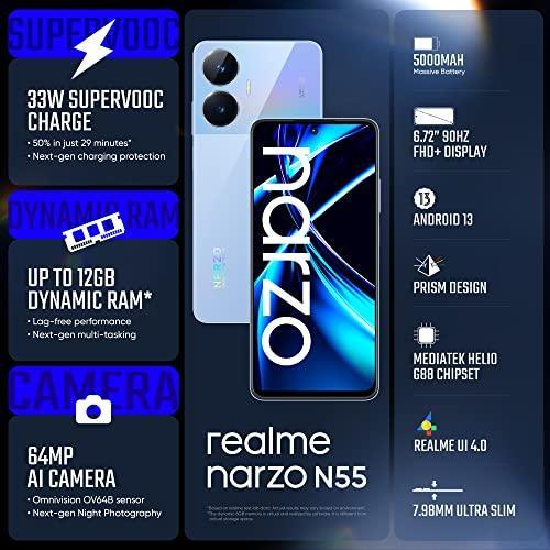 realme narzo N55 (Prime Blue, 4GB+64GB) 33W Segment Fastest Charging | Super High-res 64MP Primary AI Camera - Triveni World