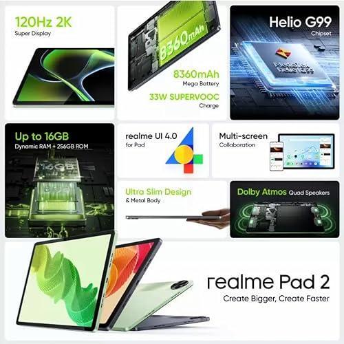 realme Pad 2 6 GB RAM 128 GB ROM 11.5 inch with Wi-Fi+4G Tablet (Imagination Green) - Triveni World