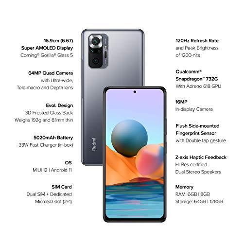 Redmi Note 10 Pro (Dark Night, 6GB RAM, 128GB Storage) -120hz Super Amoled Display|64MPwith 5mp Super Tele-Macro | 33W Charger Included - Triveni World