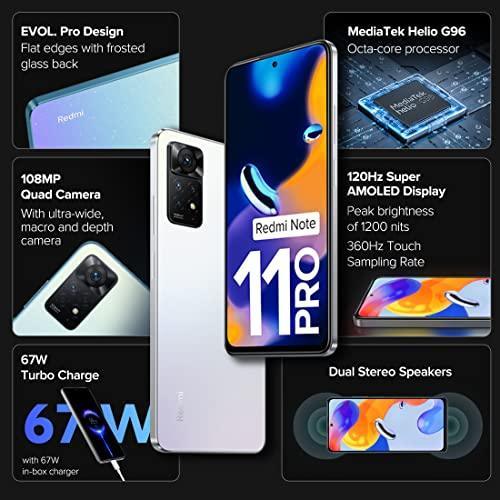 Redmi Note 11 Pro (Phantom White, 8GB RAM, 128GB Storage)| 67W Turbo Charge | 120Hz Super AMOLED Display | Charger Included | Get 2 Months of YouTube Premium Free! - Triveni World