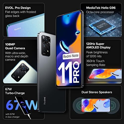 Redmi Note 11 Pro (Stealth Black, 8GB RAM, 128GB Storage)| 67W Turbo Charge | 120Hz Super AMOLED Display | Charger Included | Get 2 Months of YouTube Premium Free! - Triveni World