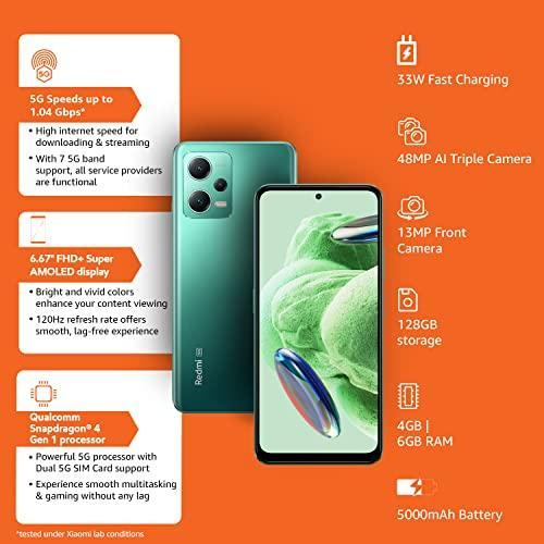 Redmi Note 12 5G Frosted Green 4GB RAM 128GB ROM | 1st Phone with 120Hz Super AMOLED and Snapdragon® 4 Gen 1 | 48MP AI Triple Camera - Triveni World