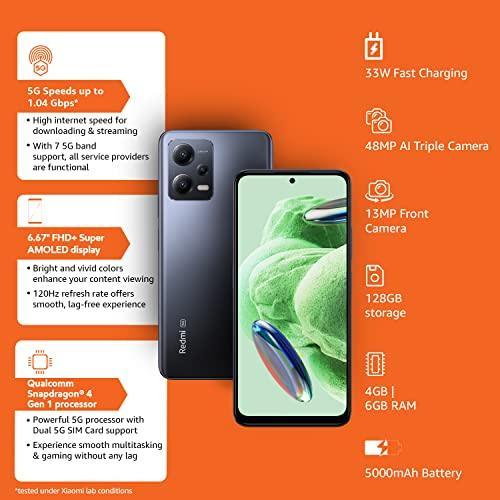 Redmi Note 12 5G Matte Black 4GB RAM 128GB ROM | 1st Phone with 120Hz Super AMOLED and Snapdragon® 4 Gen 1 | 48MP AI Triple Camera - Triveni World