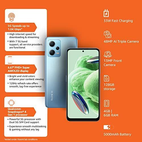 Redmi Note 12 5G Mystique Blue 6GB RAM 128GB ROM | 1st Phone with 120Hz Super AMOLED and Snapdragon® 4 Gen 1 | 48MP AI Triple Camera - Triveni World