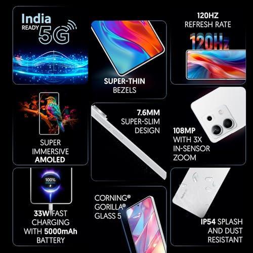 Redmi Note 13 5G (Arctic White, 12GB RAM, 256GB Storage) | 5G Ready | 120Hz Bezel-Less AMOLED | 7.mm Slimmest Note Ever | 108MP Pro-Grade Camera - Triveni World