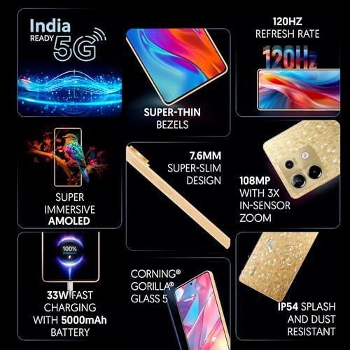 Redmi Note 13 5G (Prism Gold, 12GB RAM, 256GB Storage) | 5G Ready | 120Hz Bezel-Less AMOLED | 7.mm Slimmest Note Ever | 108MP Pro-Grade Camera - Triveni World