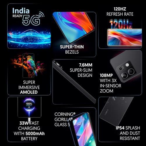 Redmi Note 13 5G (Stealth Black, 12GB RAM, 256GB Storage) | 5G Ready | 120Hz Bezel-Less AMOLED | 7.mm Slimmest Note Ever | 108MP Pro-Grade Camera - Triveni World