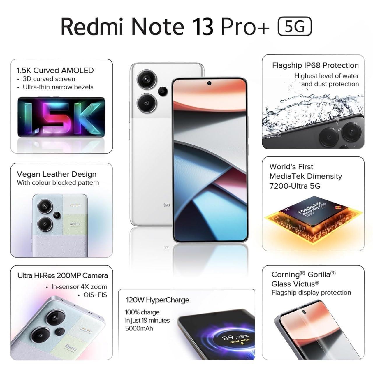 Redmi Note 13 Pro+ (Fusion White, 12GB RAM, 256GB Storage) Without Offer - Triveni World