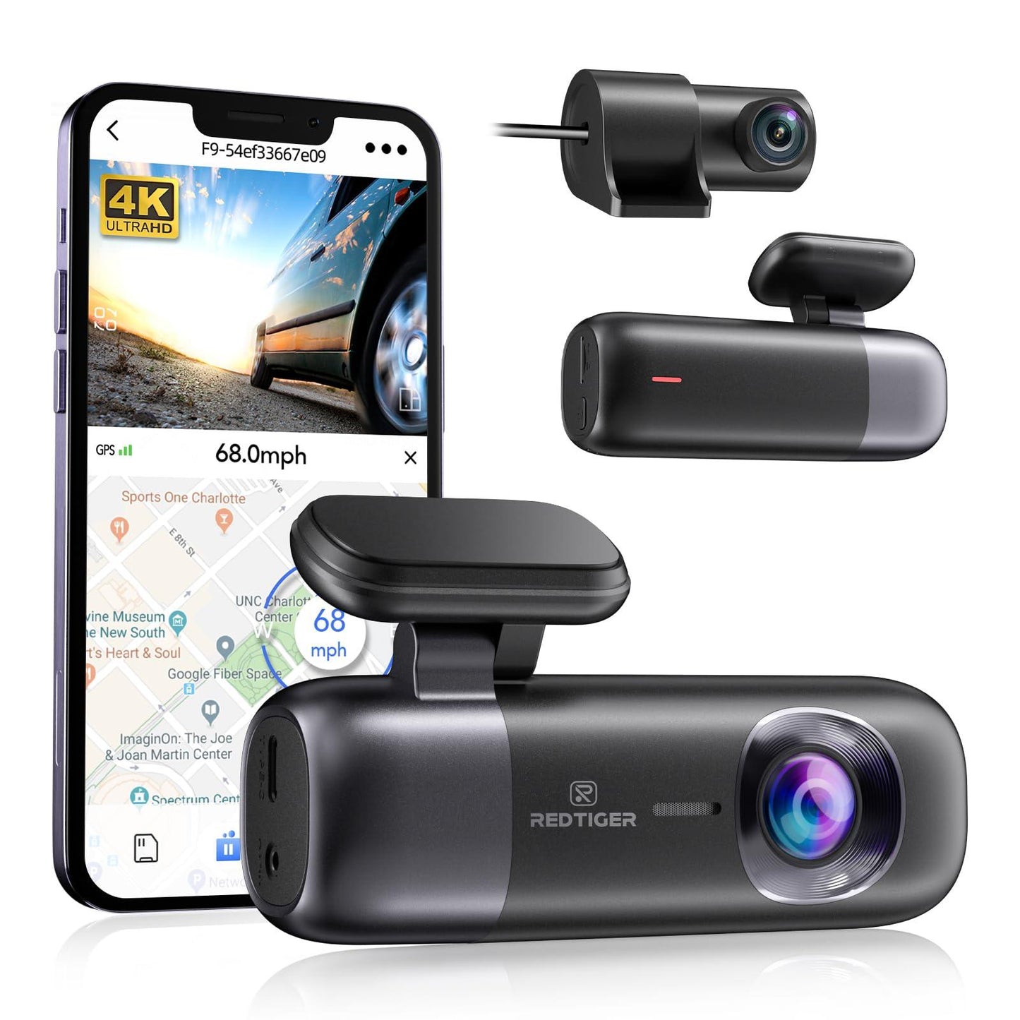 REDTIGER F9 Dash Cam 4K Front and Rear 1080P, Built-in WiFi GPS, Dual Dash Camera for Cars with 32GB Card, Loop Recording, Parking Mode, Smart App Control - Triveni World