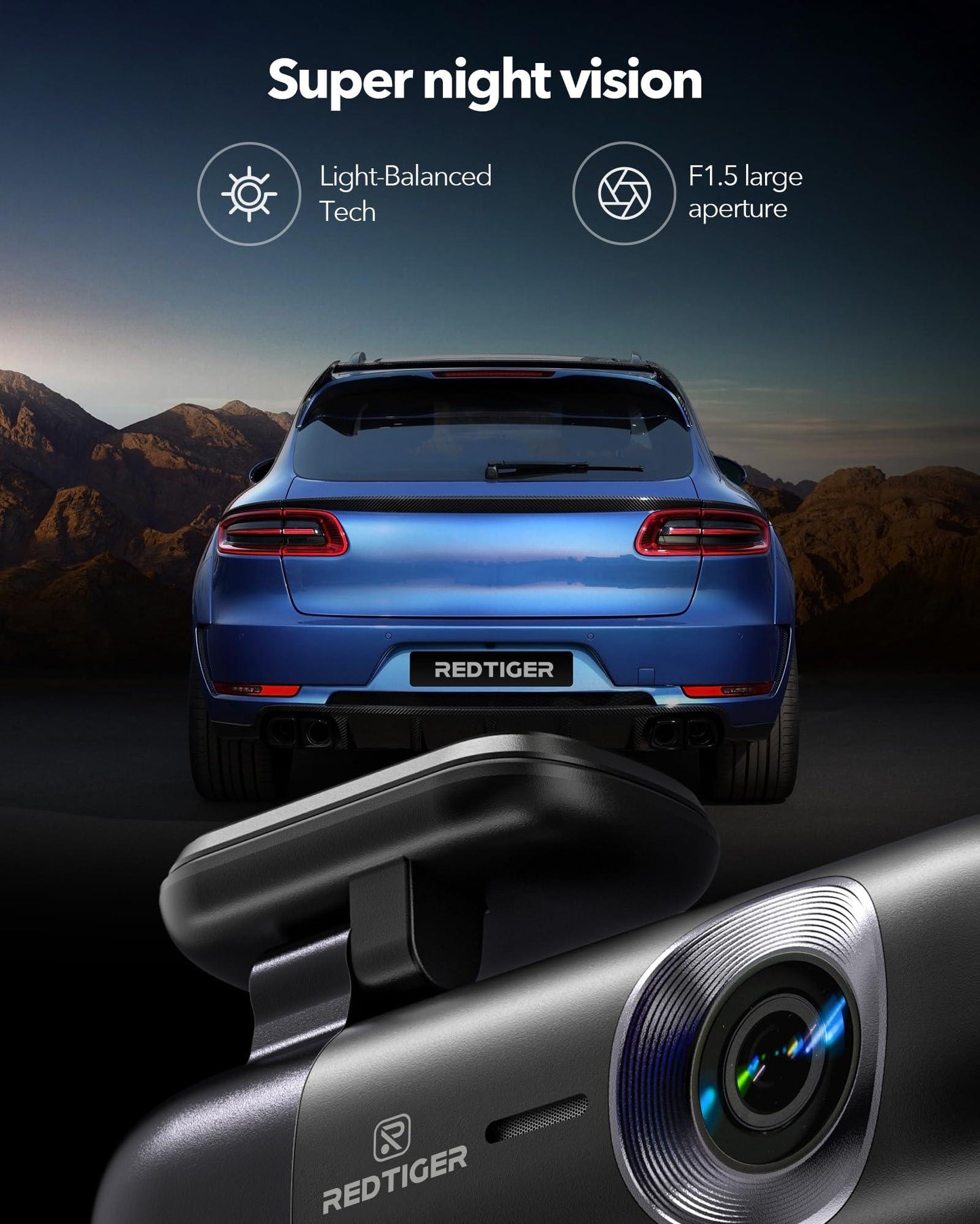 REDTIGER F9 Dash Cam 4K Front and Rear 1080P, Built-in WiFi GPS, Dual Dash Camera for Cars with 32GB Card, Loop Recording, Parking Mode, Smart App Control - Triveni World