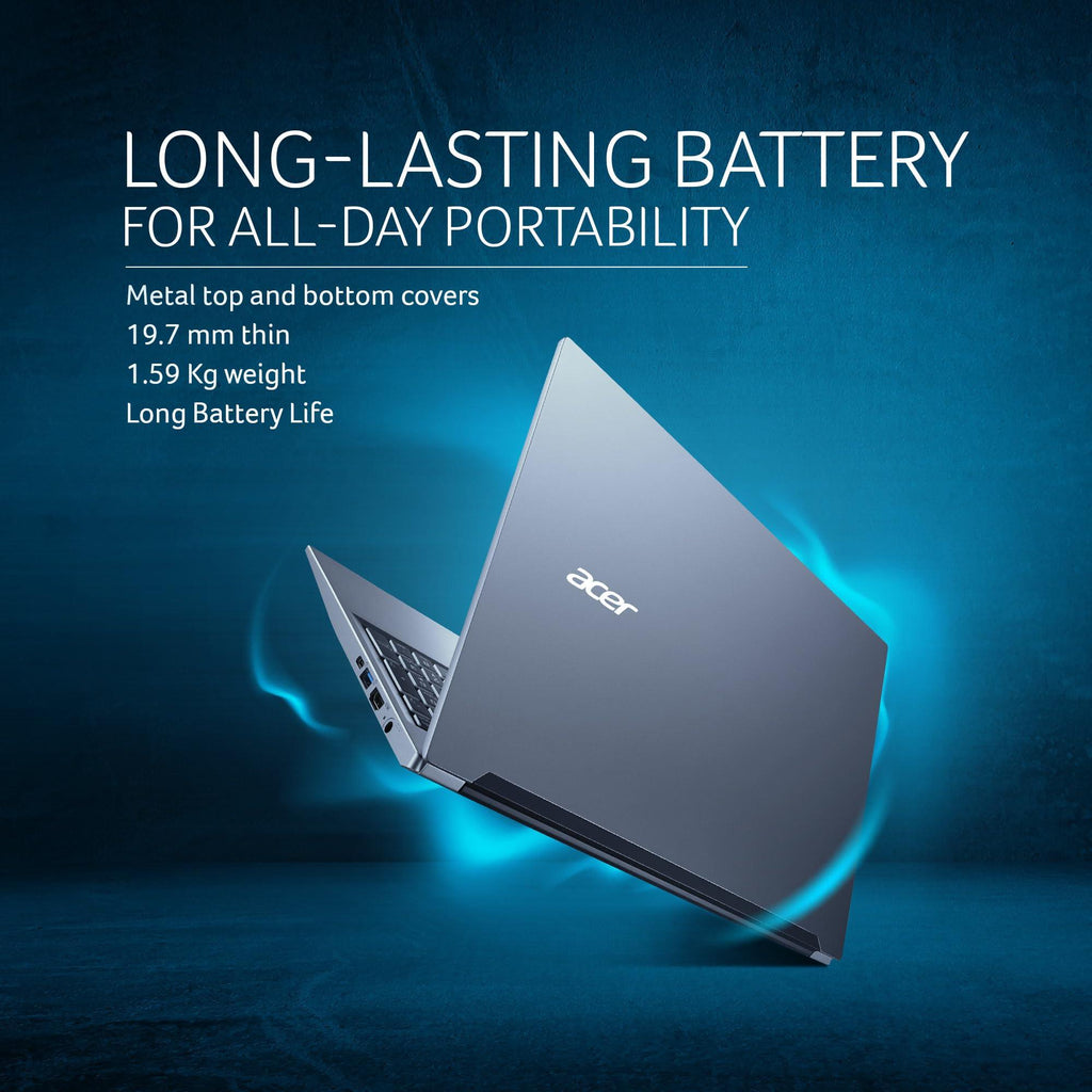 (Refurbished) Acer Aspire Lite AMD Ryzen 5 5500U Premium Thin and Light Laptop (16 GB RAM/512 GB SSD/Windows 11 Home) AL15-51, 39.62 cm (15.6") Full HD Display, Metal Body, Steel Gray, 1.59 KG - Triveni World