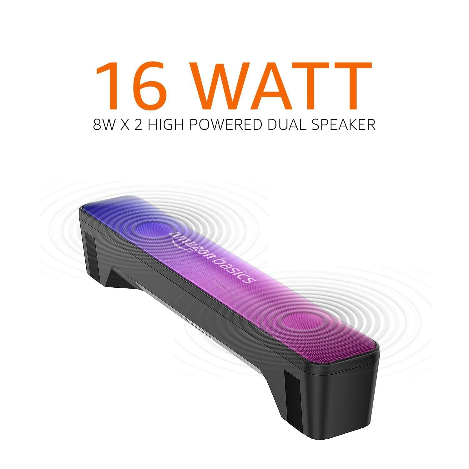 (Refurbished) amazon basics Wireless Soundbar with Bluetooth, USB, Fm Antenna, and Party RGB Lights for Tv, Mobile, Pc, Tablets, and Laptops, 16W - Triveni World