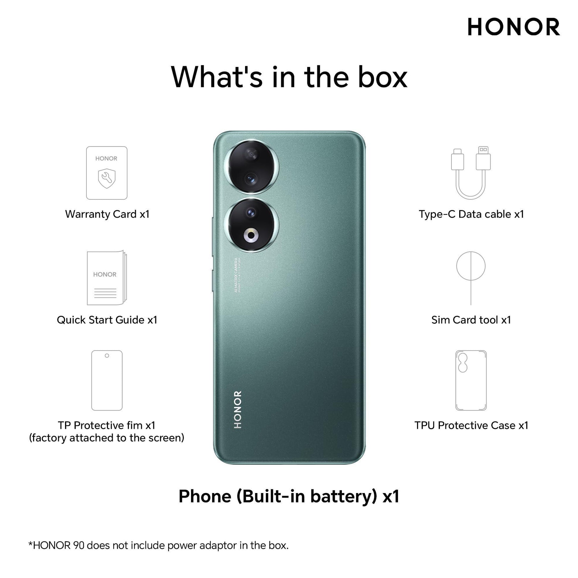 (Refurbished) HONOR 90 (Emerald Green, 8GB + 256GB) | India's First Eye Risk-Free Display | 200MP Main & 50MP Selfie Camera | Segment First Quad-Curved AMOLED Screen | Without Charger - Triveni World