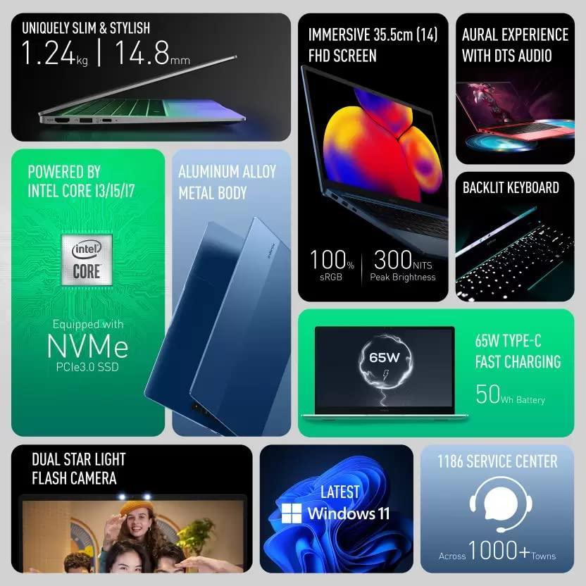 (Refurbished) Infinix X1 Slim Series Core i5 10th Gen - (16 GB/512 GB SSD/Windows 11 Home) XL21 Thin and Light Laptop (14 Inch, Cosmic Blue, 1.24 kg) - Triveni World