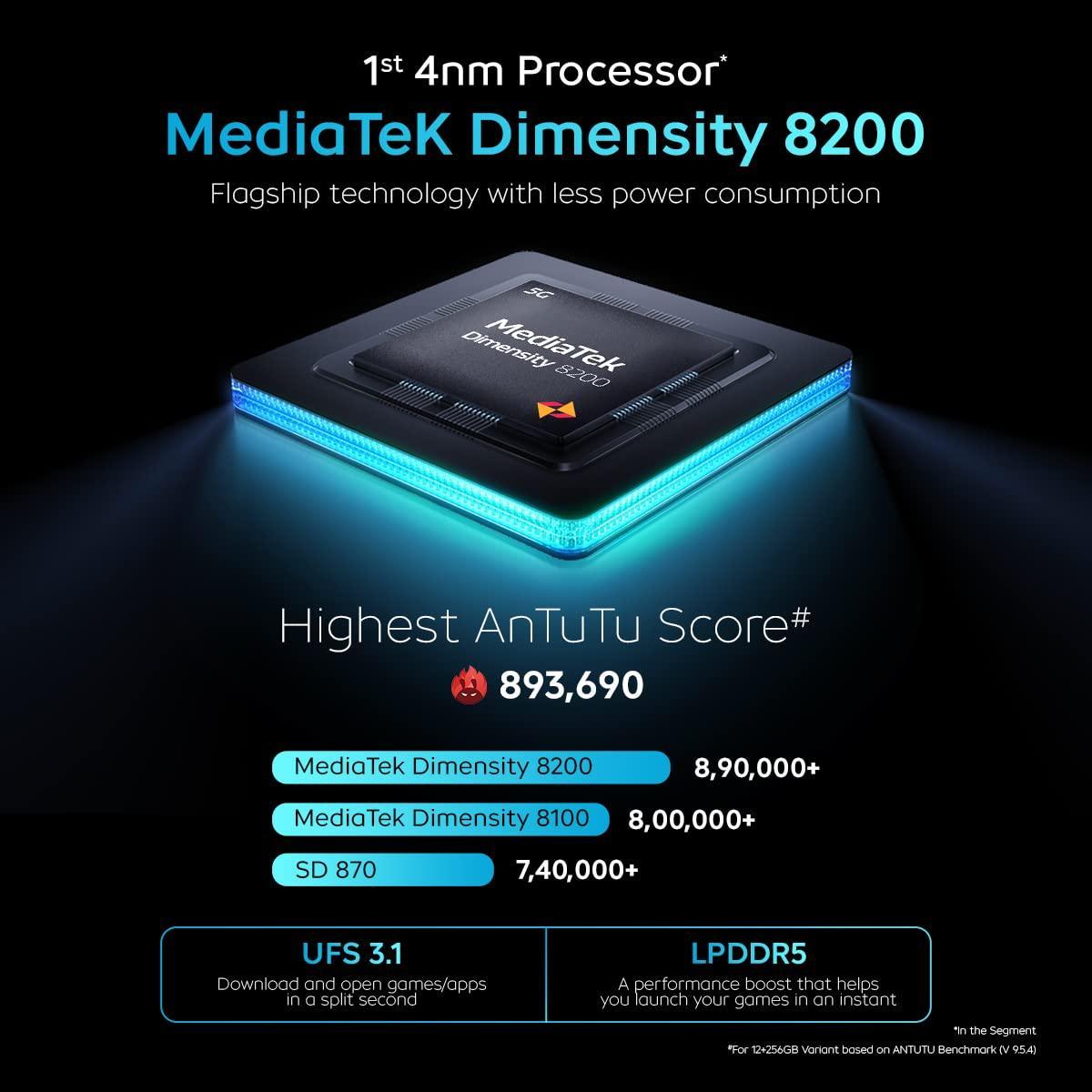 (Refurbished) iQOO Neo 7 5G (Interstellar Black, 8GB RAM, 128GB Storage) | Dimensity 8200, only 4nm Processor in The Segment| 50% Charge in 10 mins| Motion Control & 90 FPS Gaming - Triveni World