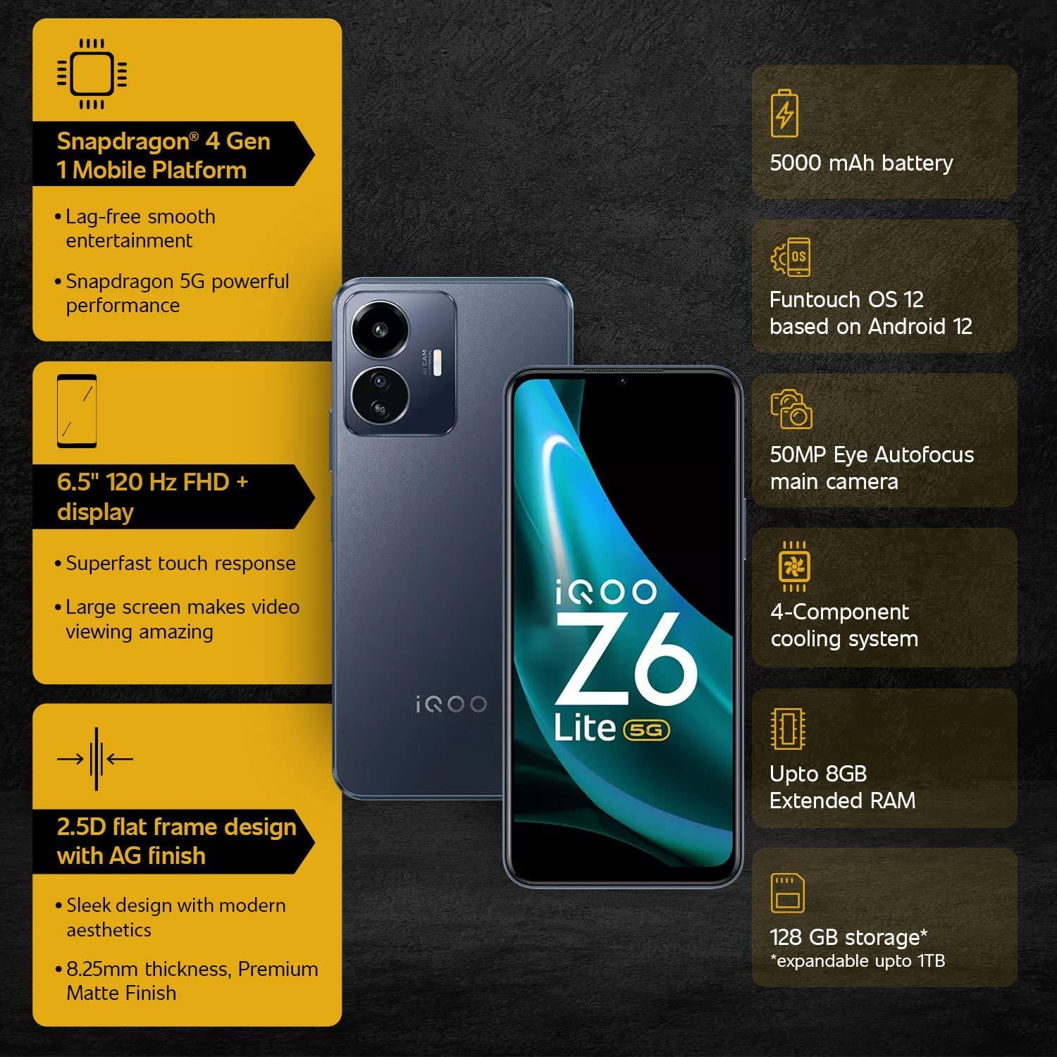 (Refurbished) iQOO Z6 Lite 5G (Mystic Night, 6GB RAM, 128GB Storage) - Triveni World