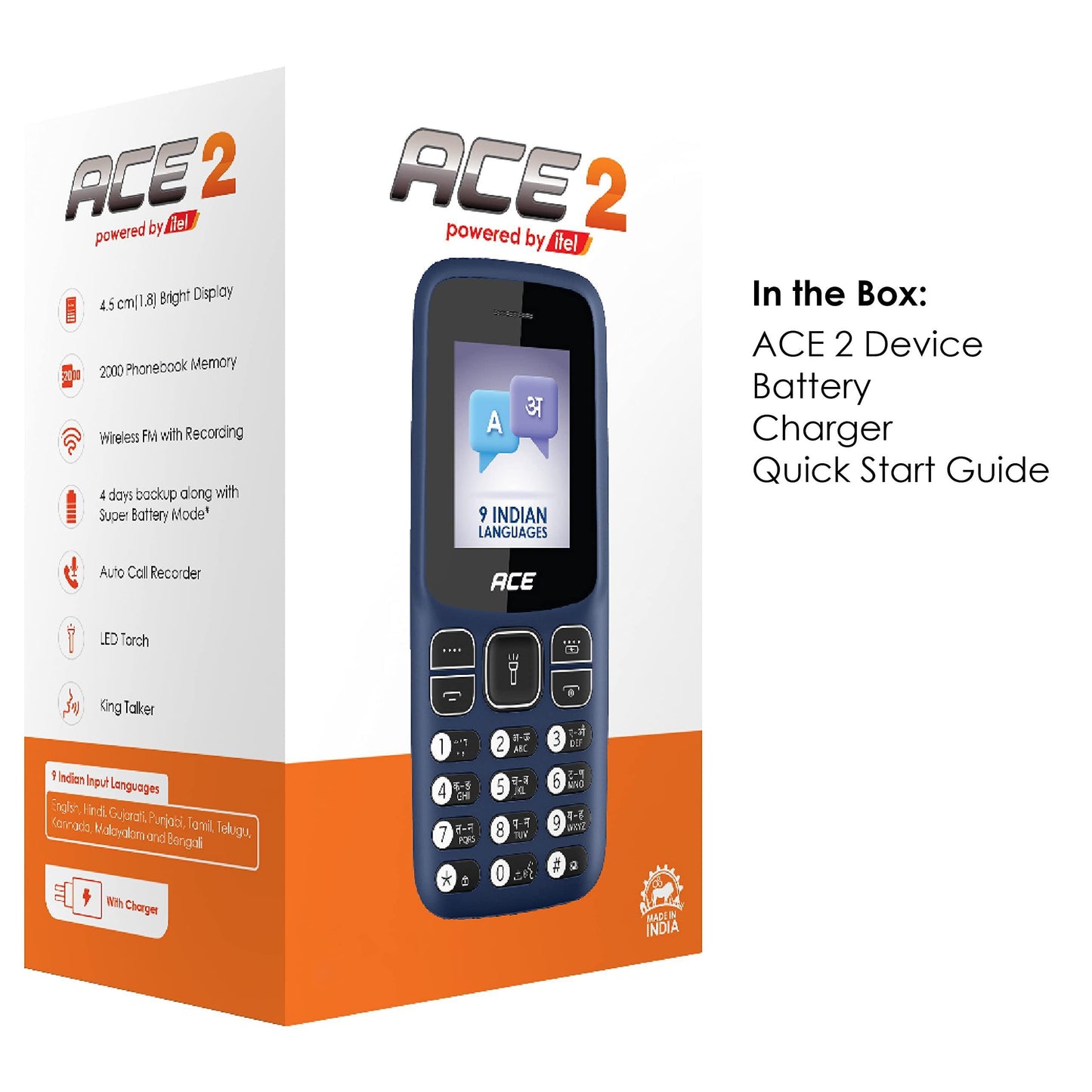 (Refurbished) itel Ace 2 (4.5cm, 1000mAh, Kingtalker)_Black - Triveni World