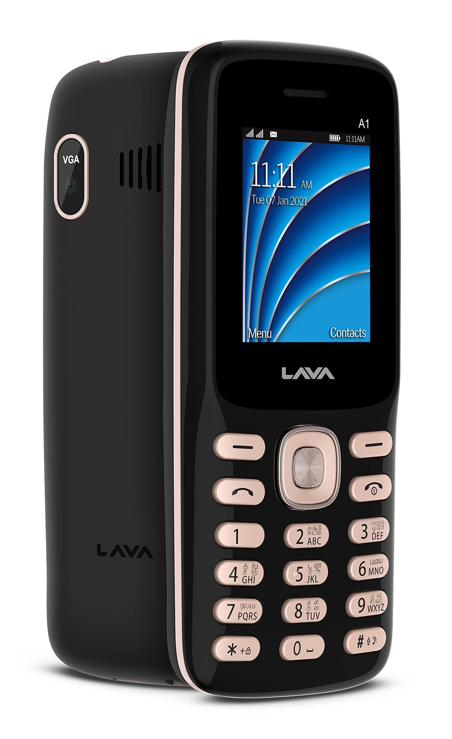 (Refurbished) Lava A1 2021 (Black Gold)-Dual Sim |Loud Sound|auto Call recoding - Triveni World