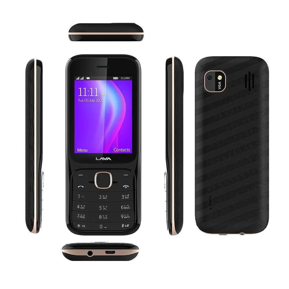 (Refurbished) Lava Gem Power (Black Gold) - Dual sim Keypad Mobile with 2.8 " Big Screen, Smart AI Battery and Auto Call Recording - Triveni World