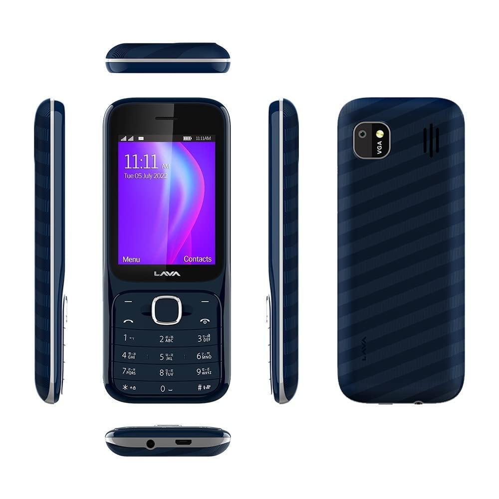 (Refurbished) Lava Gem Power (Blue Chrome) - Dual sim Keypad Mobile with 2.8" Big Screen, Smart AI Battery and Auto Call Recording - Triveni World