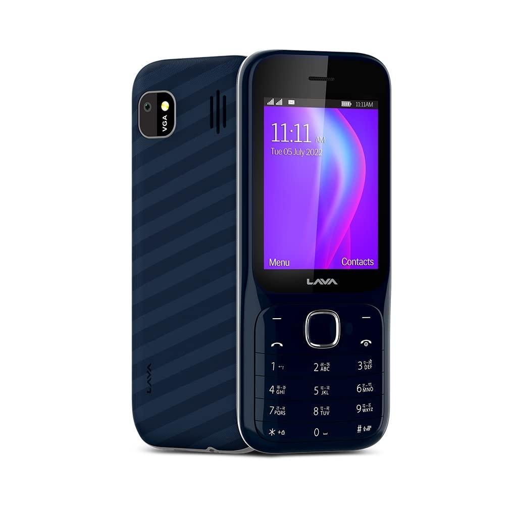 (Refurbished) Lava Gem Power (Blue Chrome) - Dual sim Keypad Mobile with 2.8" Big Screen, Smart AI Battery and Auto Call Recording - Triveni World