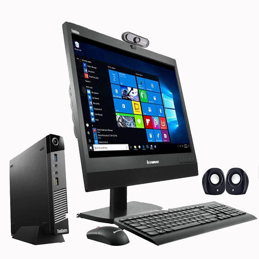 (Refurbished) Lenovo ThinkCenter 19 " AIO Desktop Set(Intel i5 4thGen/ 8GB/256GB SSD/19 "esHD Monitor+Keyboard+Mouse+Tiny CPU+FHD Webcam+Mic+Speakers+Wifi/Windows 10 Pro/MS Office/PAN India Warranty) - Triveni World