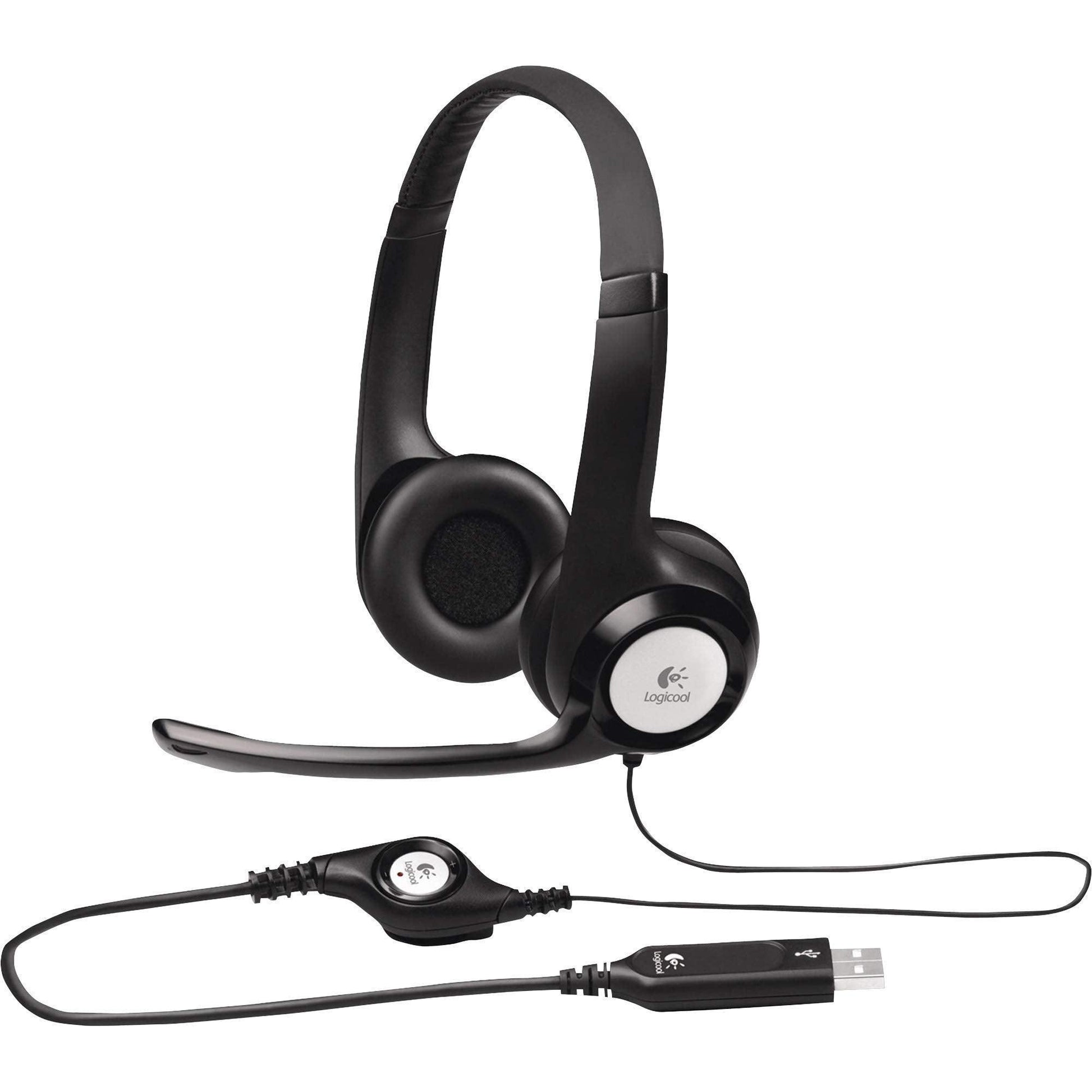 (Refurbished) Logitech H390 Wired USB Headset, 2 Yr Warranty, Stereo Headphones with Noise-Cancelling Mi - Triveni World